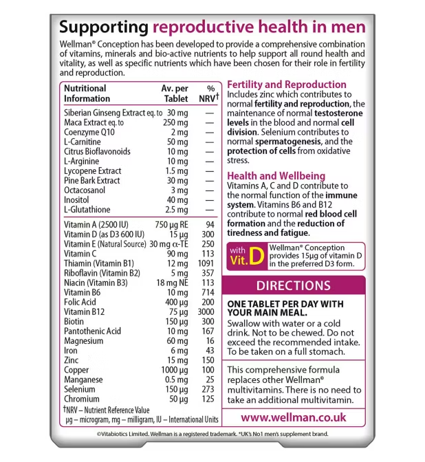 Vitabiotics Wellman Conception - 30 Tablets