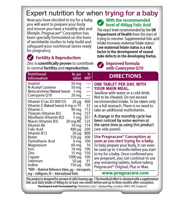 Vitabiotics Pregnacare Conception - 30 Tablets