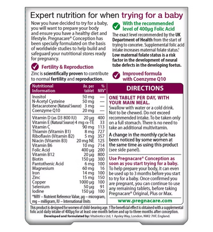 Vitabiotics Pregnacare Conception - 30 Tablets