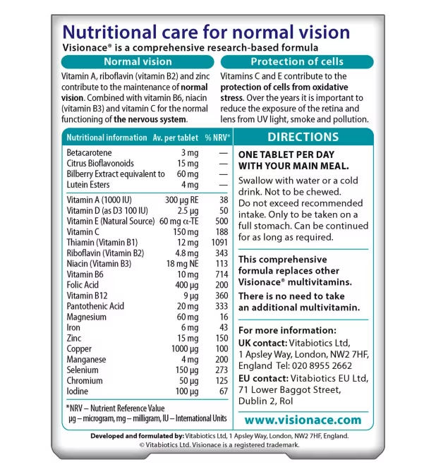 Vitabiotics Visionace Original - 30 Tablets