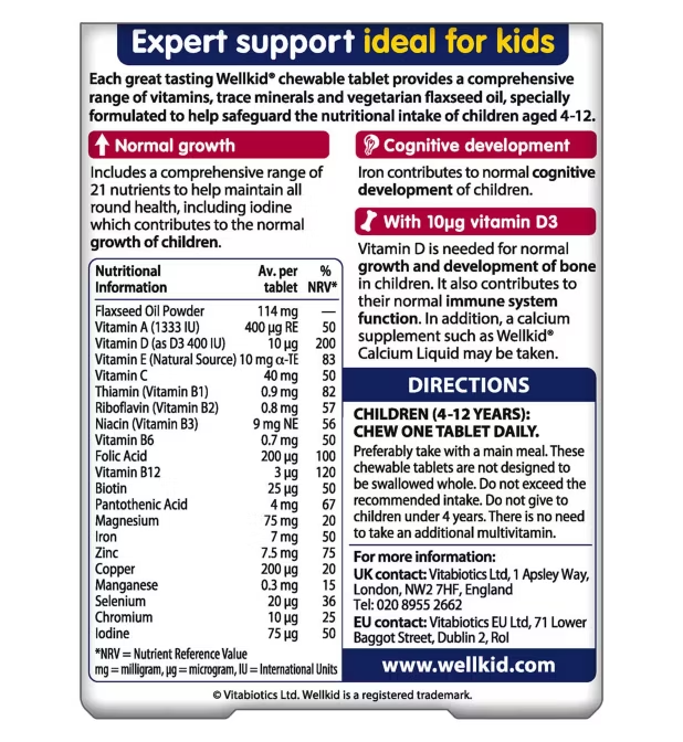 Vitabiotics WellKid MultiVitamin Smart Chewable 30 Tablets