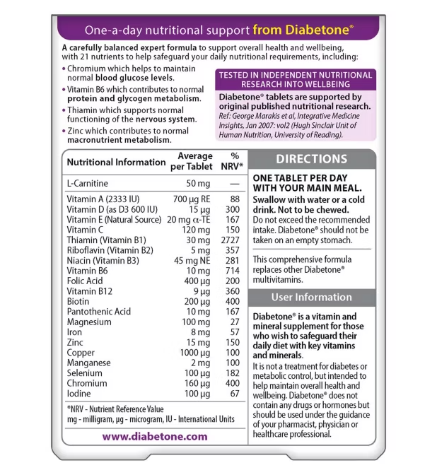 Vitabiotics Diabetone Original - 30 tablets